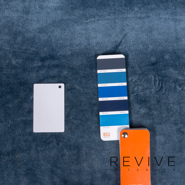 Bretz Gaudi Designer Samt Sofa Blau Dreisitzer Couch Récamière #8522