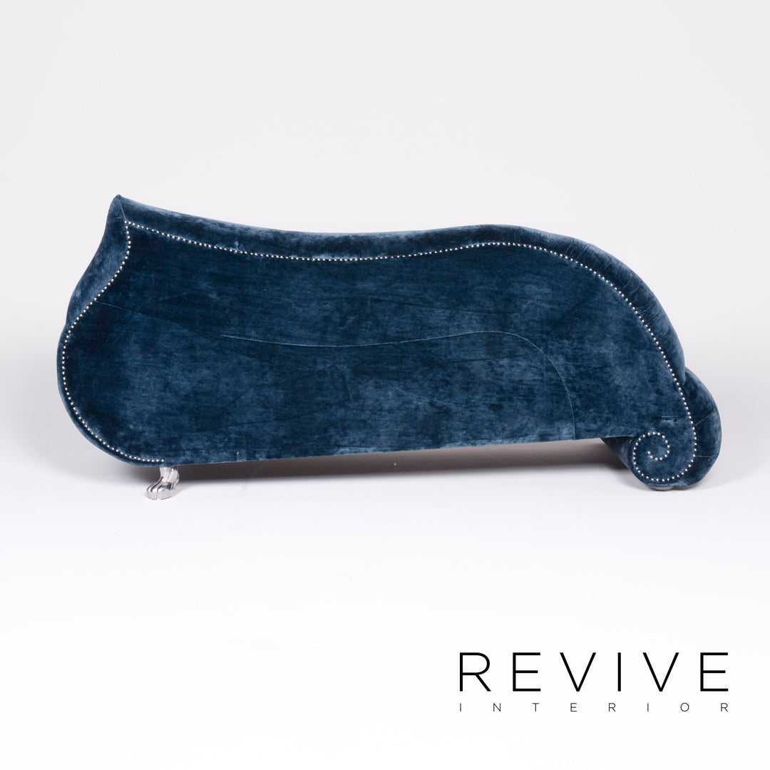 Bretz Gaudi Designer Samt Sofa Blau Dreisitzer Couch Récamière #8522