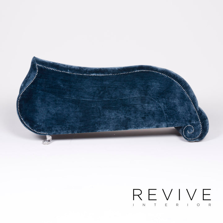 Bretz Gaudi Designer Samt Sofa Blau Dreisitzer Couch Récamière #8522