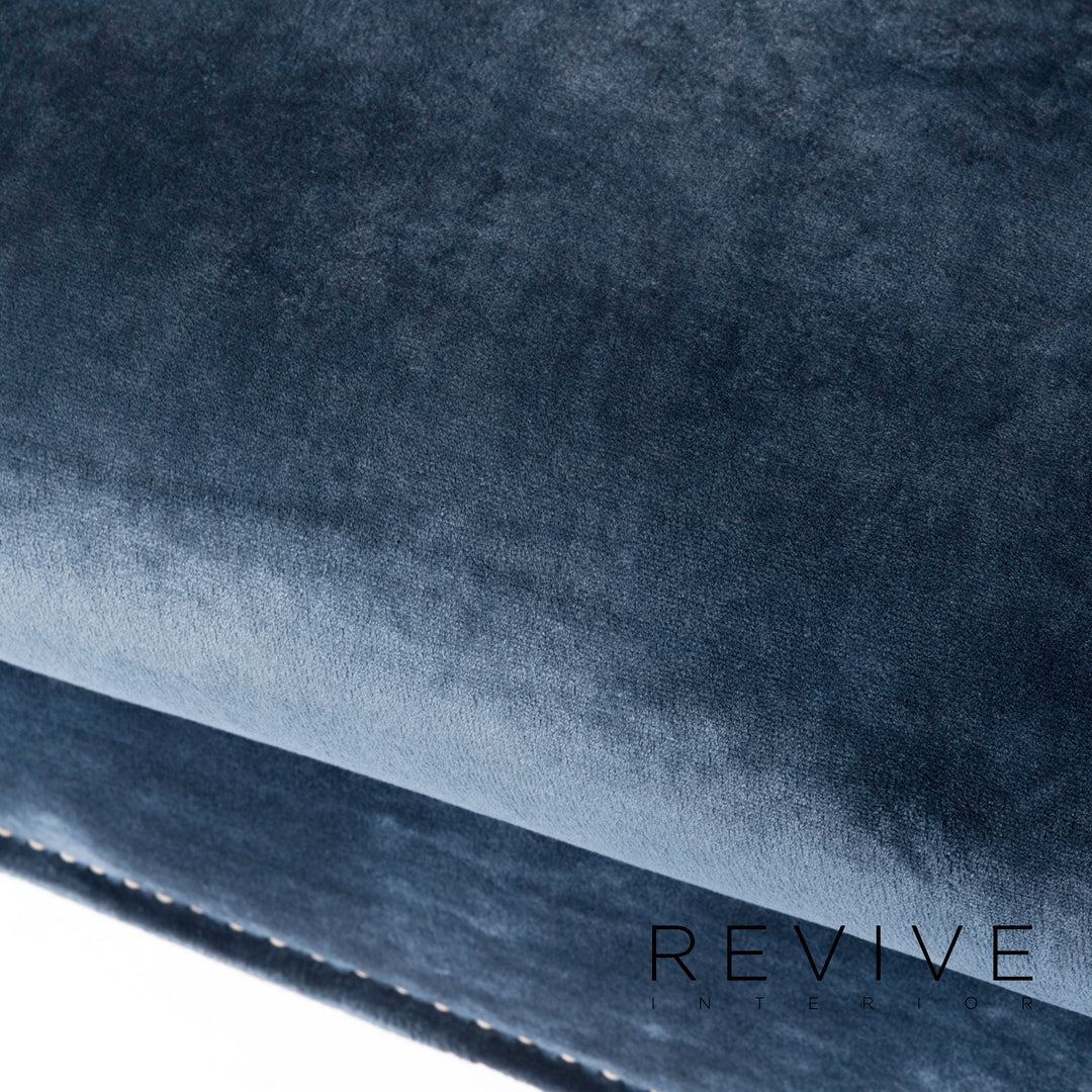 Bretz Gaudi Designer Samt Sofa Blau Dreisitzer Couch Récamière #8522