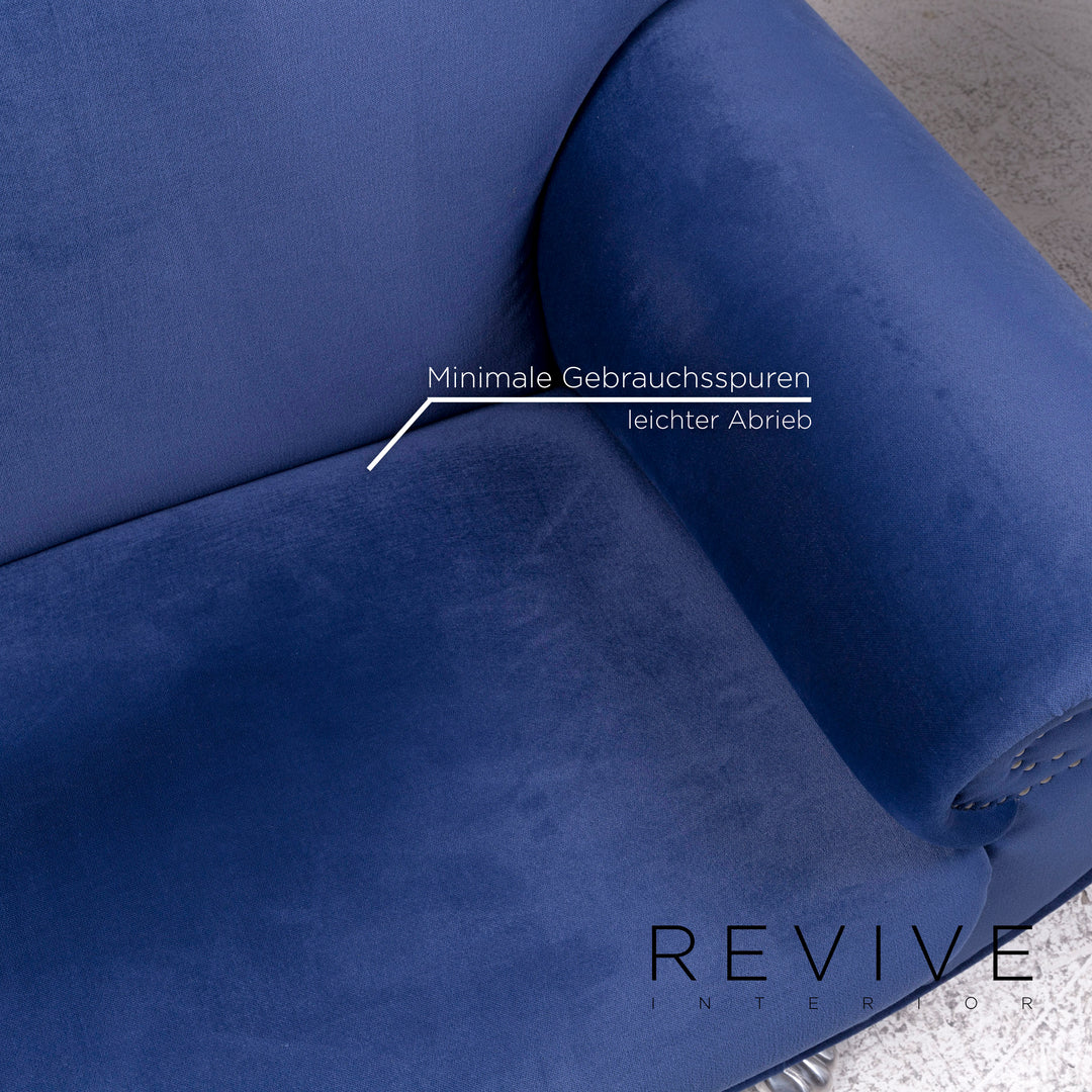 Bretz Gaudi Samt Stoff Sofa Blau Zweisitzer Couch #9911