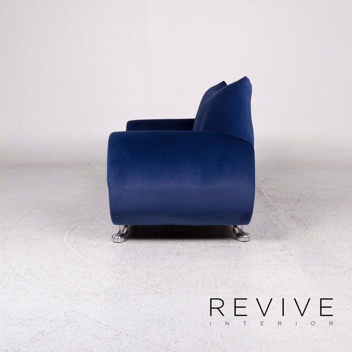 Bretz Gaudi Samt Stoff Sofa Blau Zweisitzer Couch #9911