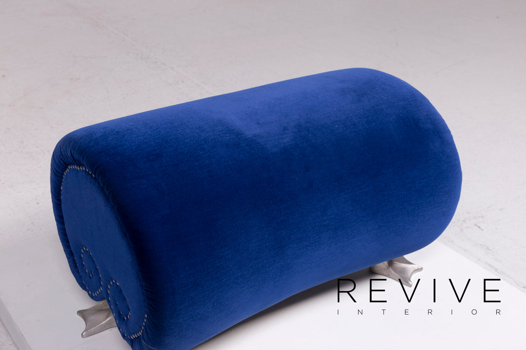 Bretz Gaudi Samt Hocker Blau #11749