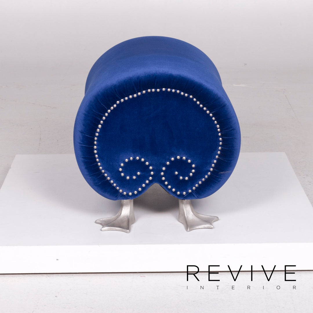 Bretz Gaudi Samt Hocker Blau #11749