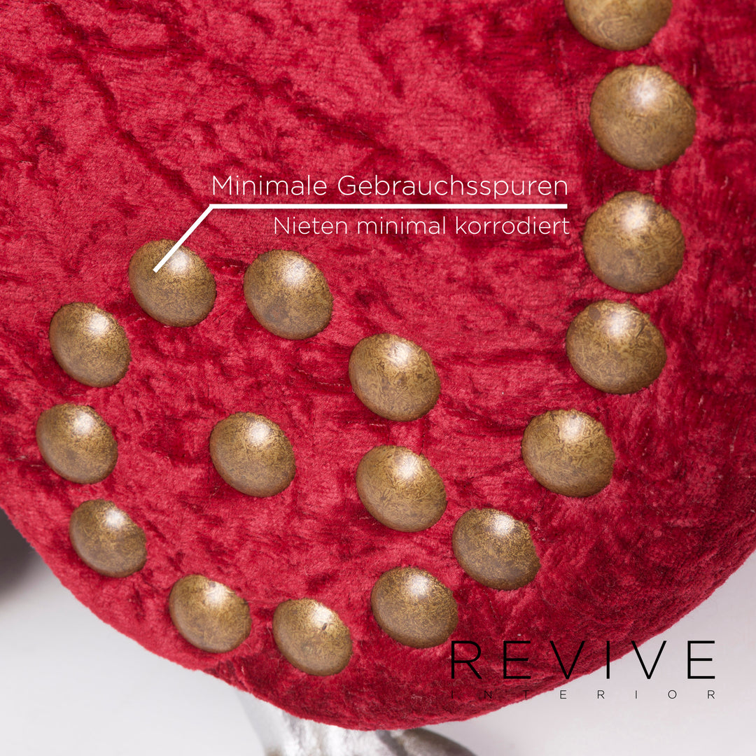 Bretz Gaudi Samt Hocker Rot #11920