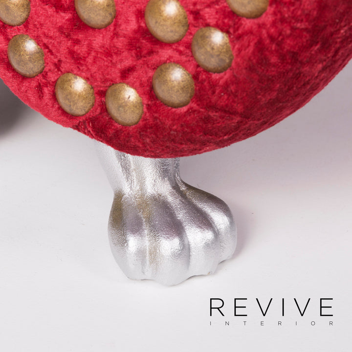 Bretz Gaudi Samt Hocker Rot #11920