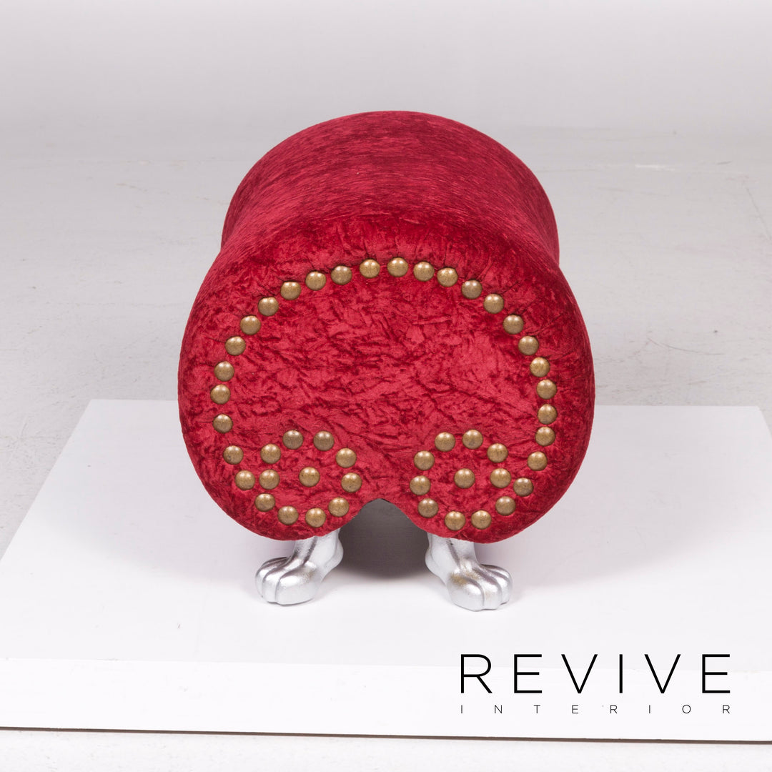 Bretz Gaudi Samt Hocker Rot #11920