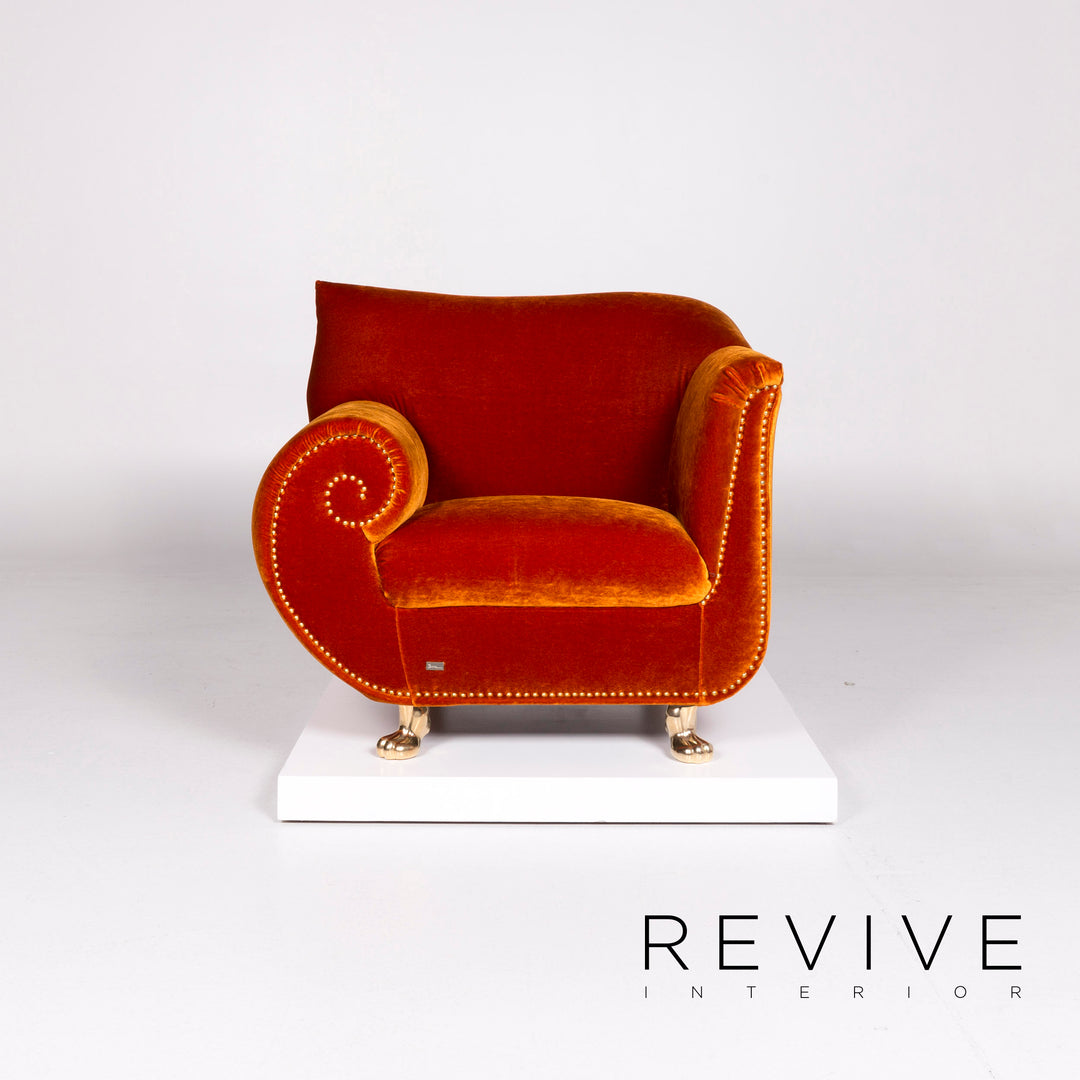 Bretz Gaudi Samt Stoff Sessel Orange Kupfer #10452