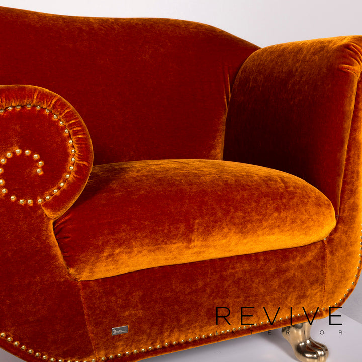 Bretz Gaudi Samt Stoff Sessel Orange Kupfer #10452