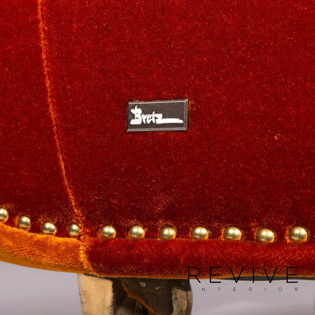 Bretz Gaudi Samt Stoff Sessel Orange Kupfer #10452