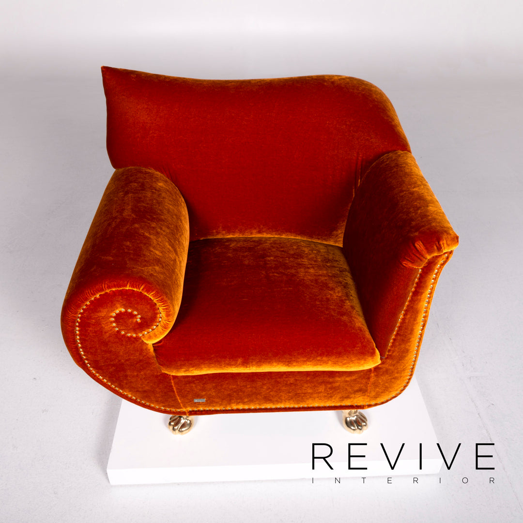 Bretz Gaudi Samt Stoff Sessel Orange Kupfer #10452