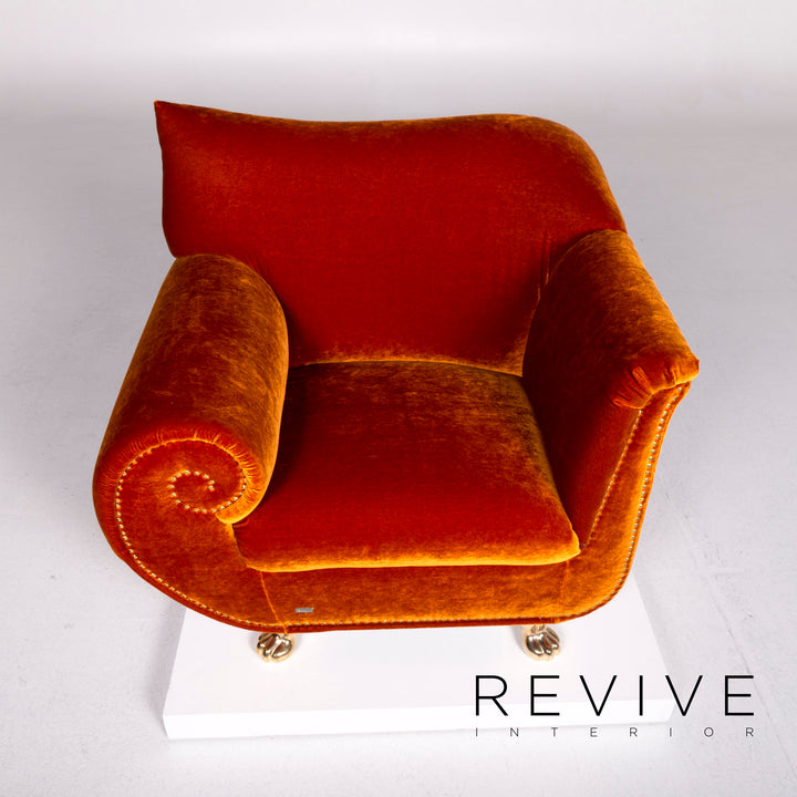 Bretz Gaudi Samt Stoff Sessel Orange Kupfer #10452