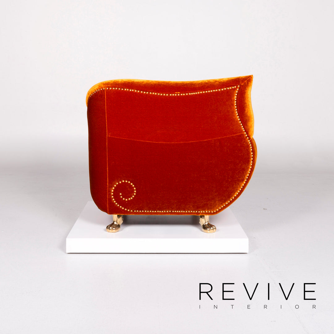 Bretz Gaudi Samt Stoff Sessel Orange Kupfer #10452