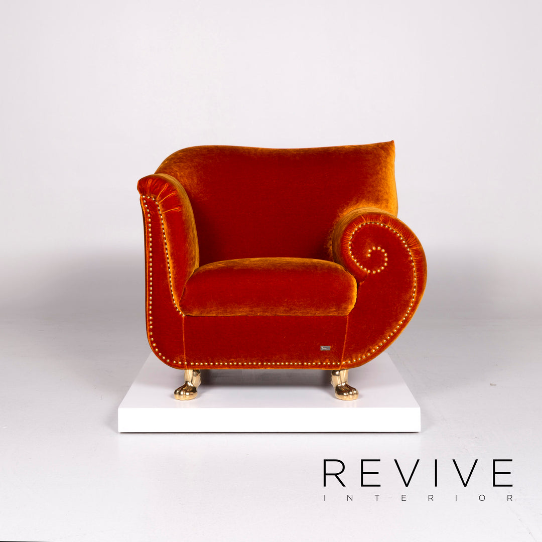 Bretz Gaudi Samt Stoff Sessel Orange Kupfer #10454
