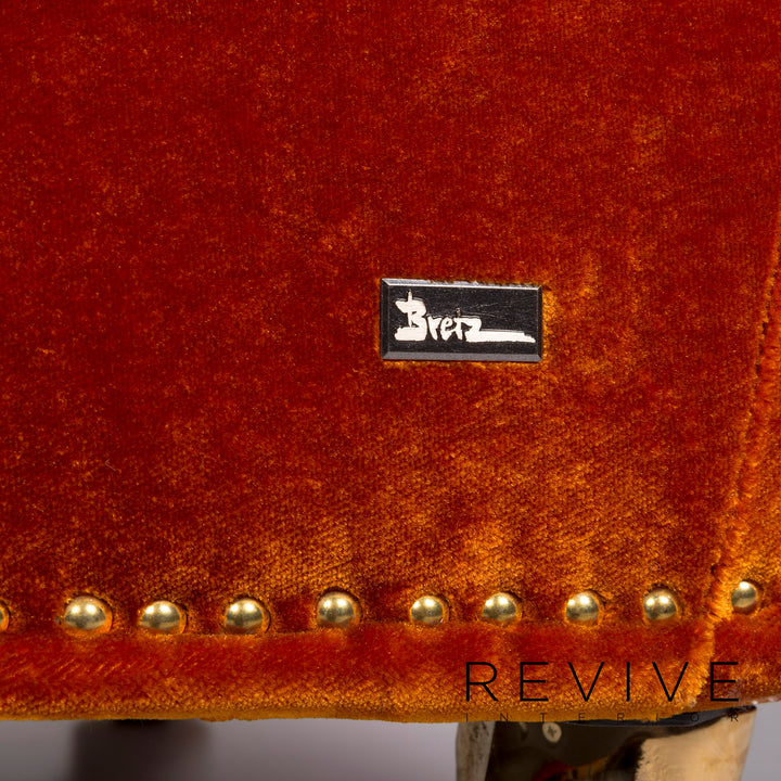 Bretz Gaudi Samt Stoff Sessel Orange Kupfer #10454