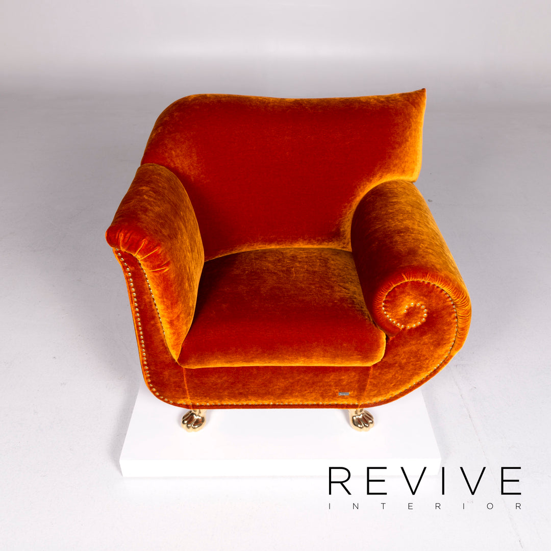 Bretz Gaudi Samt Stoff Sessel Orange Kupfer #10454