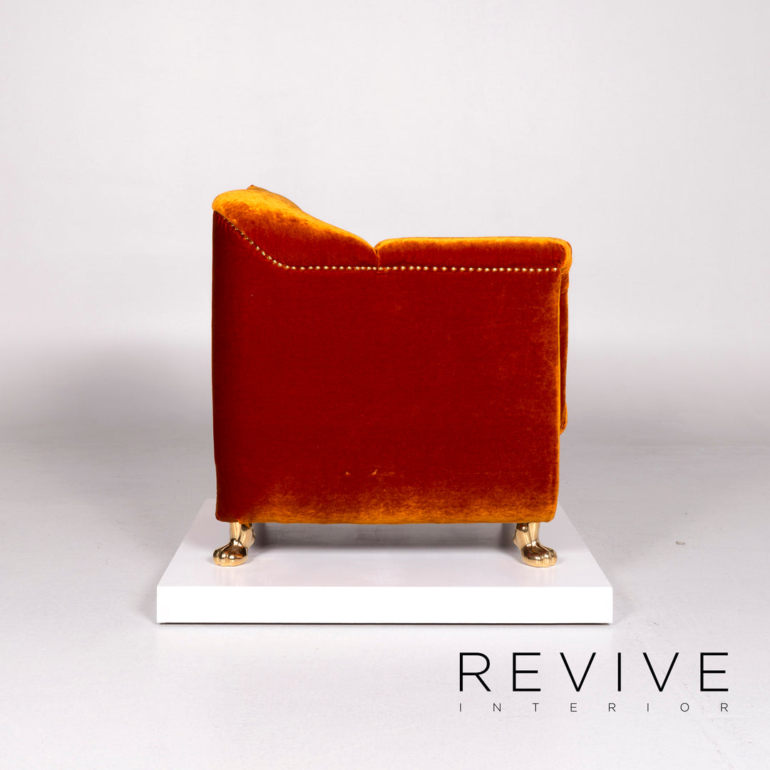 Bretz Gaudi Samt Stoff Sessel Orange Kupfer #10454