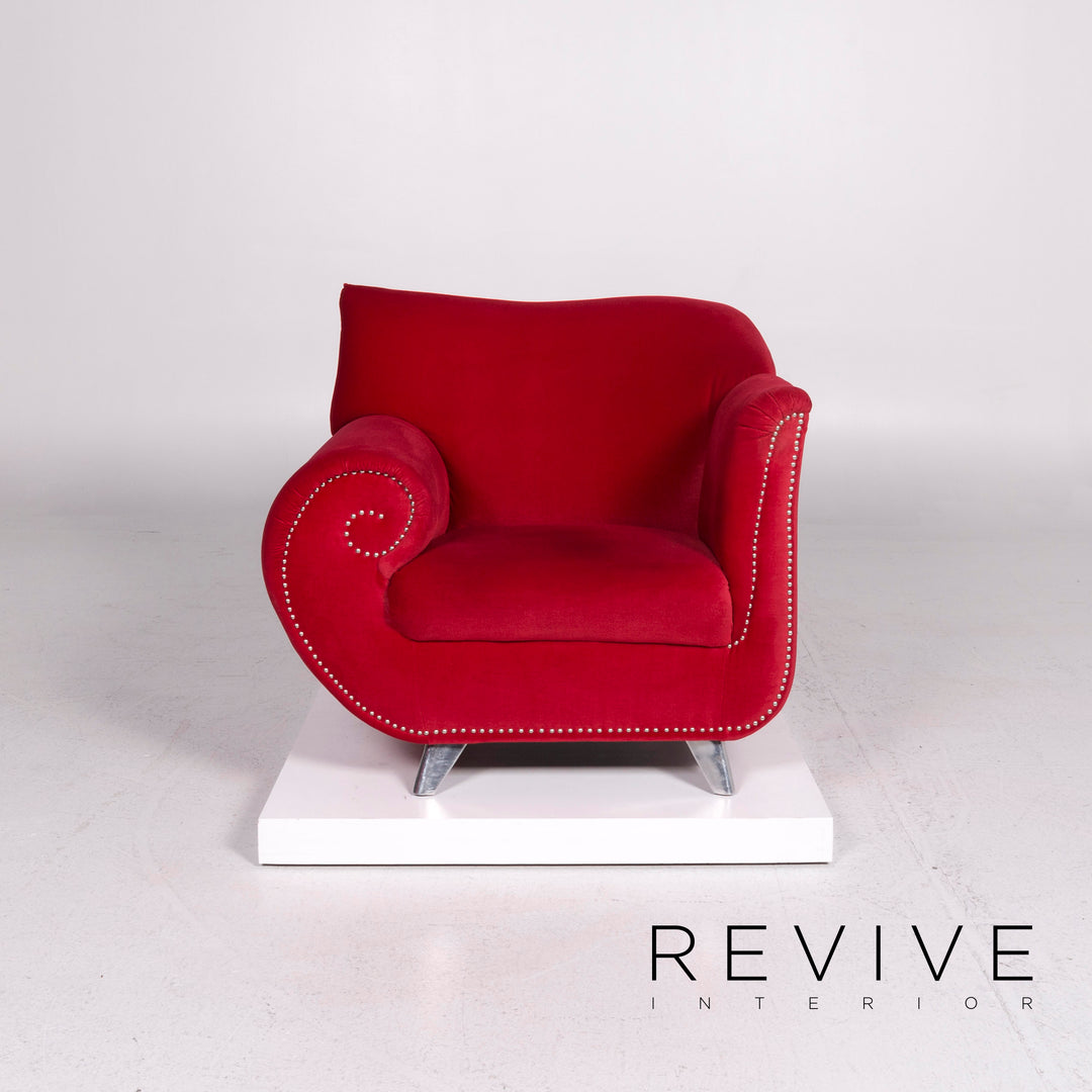 Bretz Gaudi Samt Stoff Sessel Rot #11534