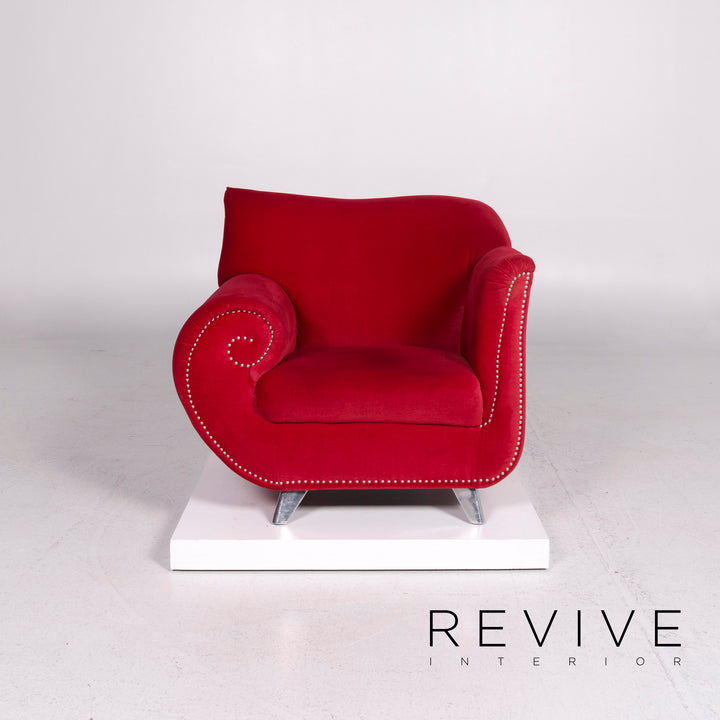 Bretz Gaudi Samt Stoff Sessel Rot #11534