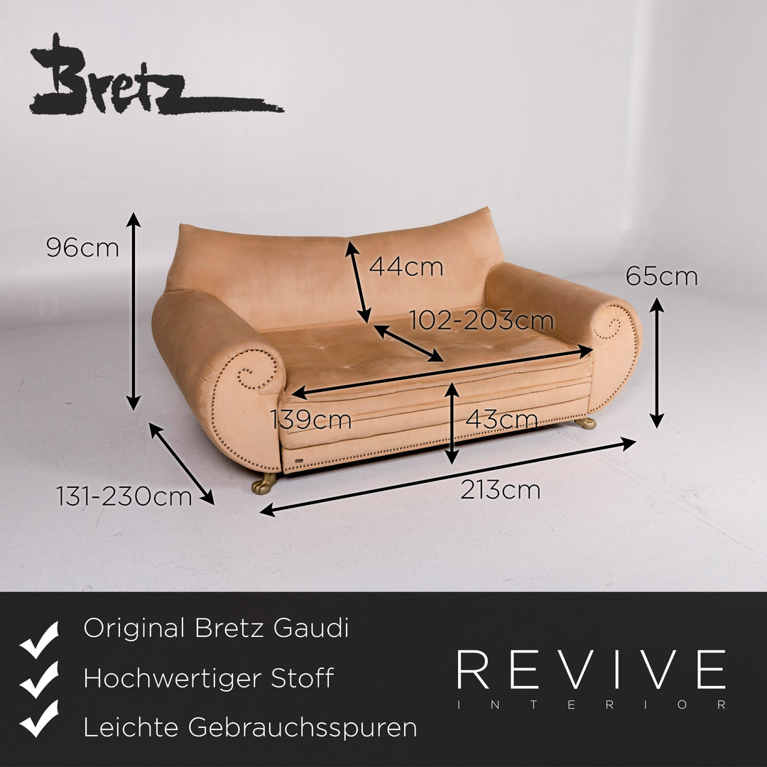 Bretz Gaudi fabric sofa beige sleeping function couch #11201