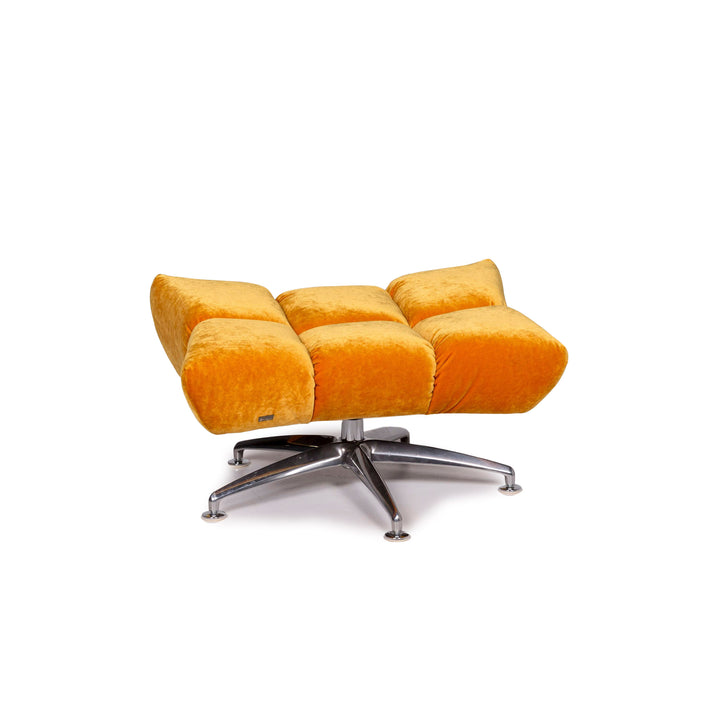 Bretz Hangout Velvet Fabric Pouf Yellow #11554