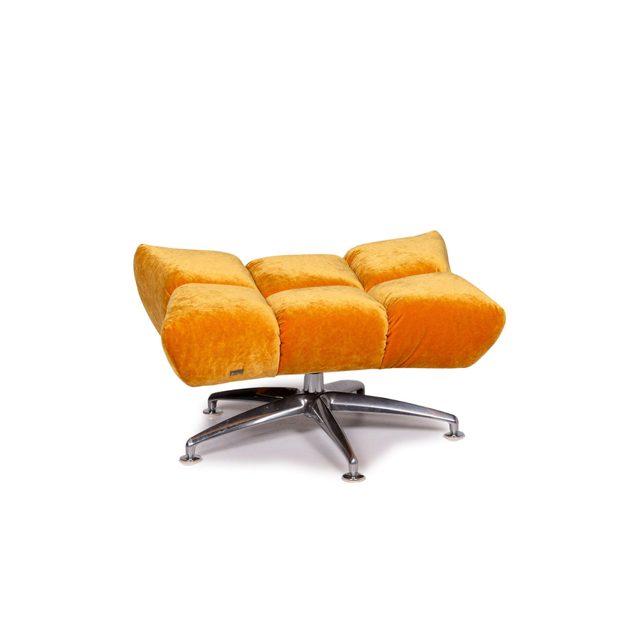 Bretz Hangout Velvet Fabric Pouf Yellow #11554