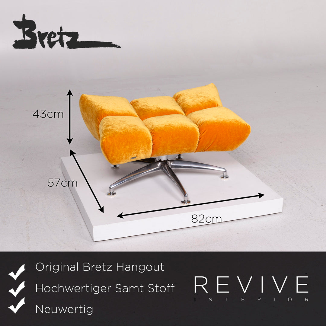 Bretz Hangout Velvet Fabric Pouf Yellow #11554