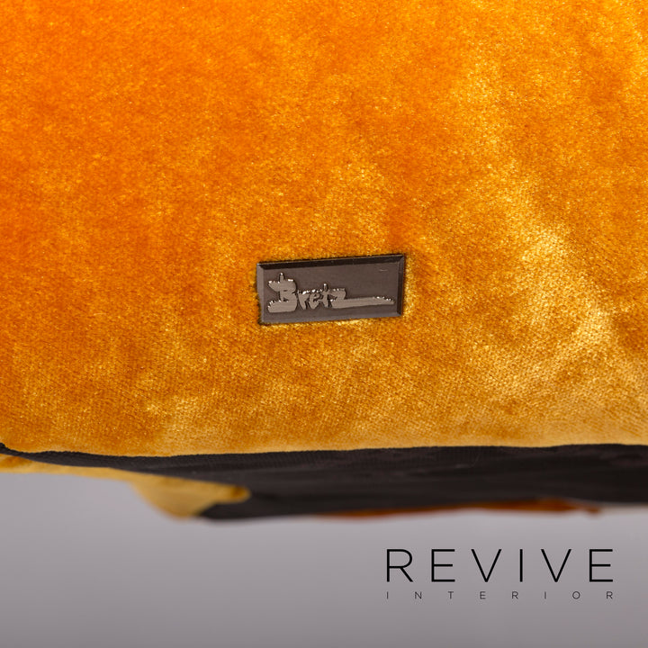 Bretz Hangout Velvet Fabric Pouf Yellow #11554