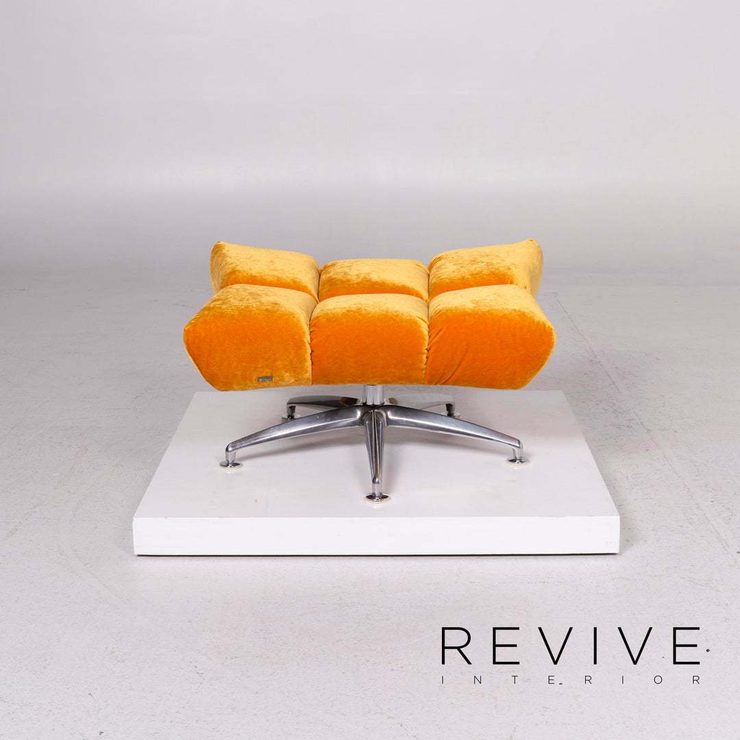 Bretz Hangout Velvet Fabric Pouf Yellow #11554