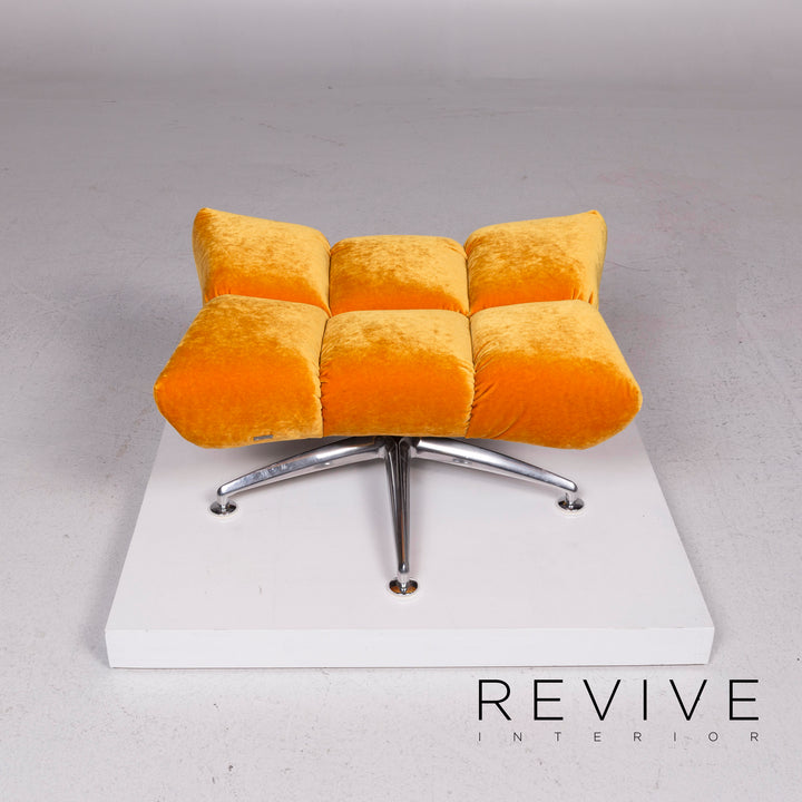 Bretz Hangout Velvet Fabric Pouf Yellow #11554