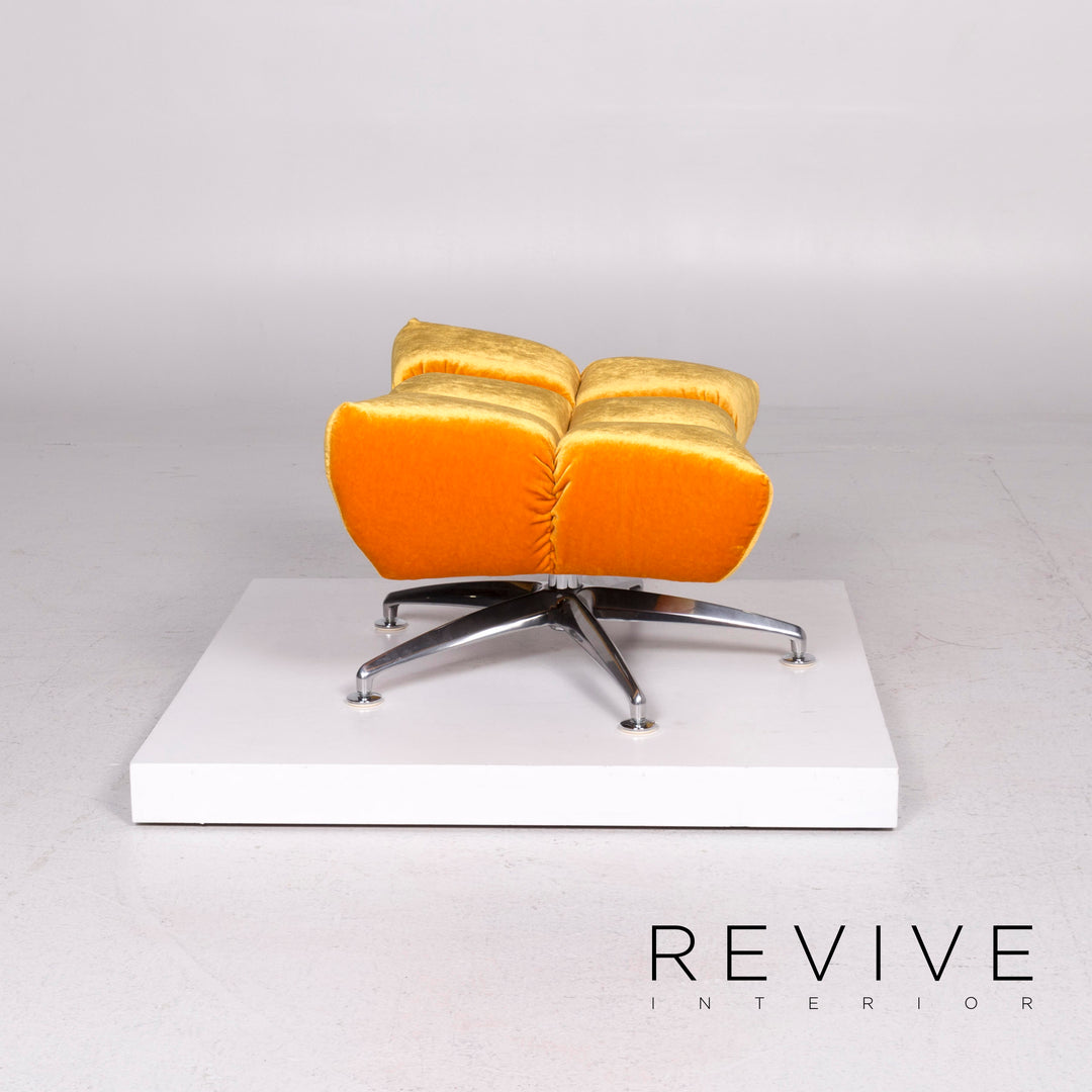 Bretz Hangout Velvet Fabric Pouf Yellow #11554