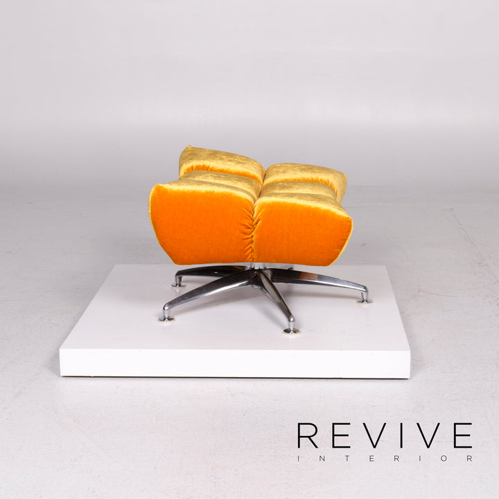 Bretz Hangout velvet fabric armchair set 1x armchair 1x stool #11698