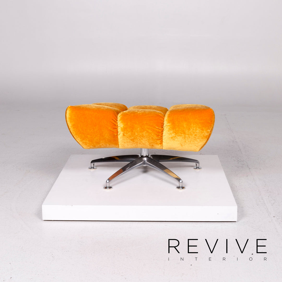 Bretz Hangout Velvet Fabric Pouf Yellow #11554