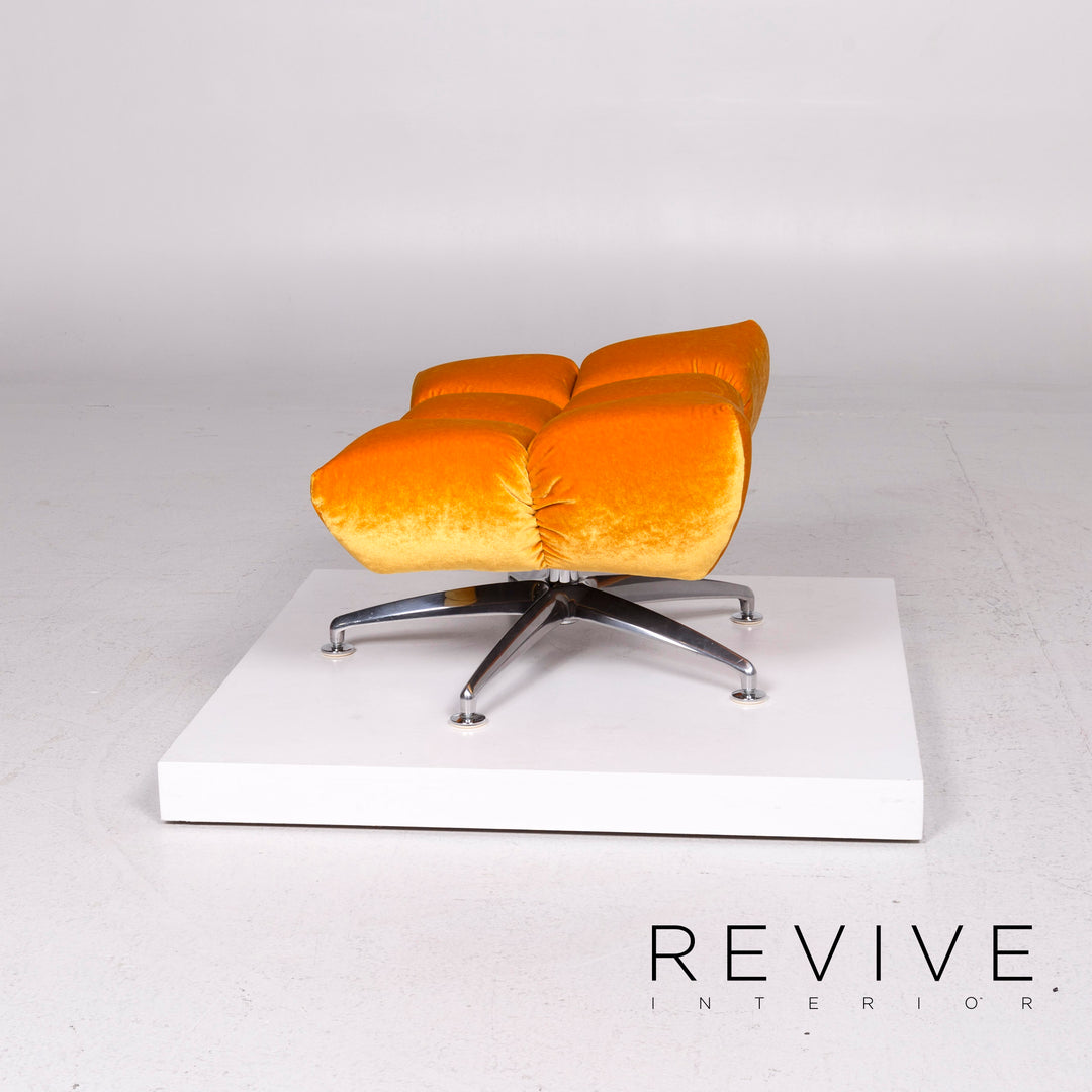 Bretz Hangout Velvet Fabric Pouf Yellow #11554