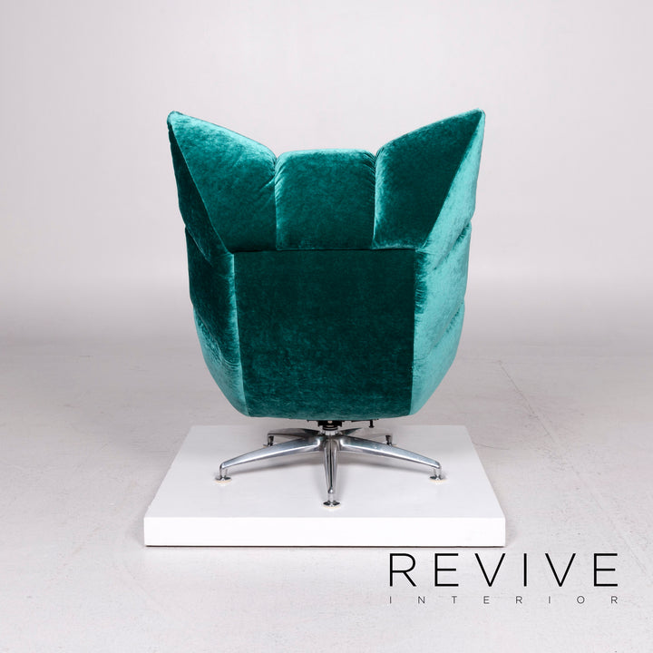 Bretz Hangout Velvet Fabric Armchair Blue Turquoise Feature #11553