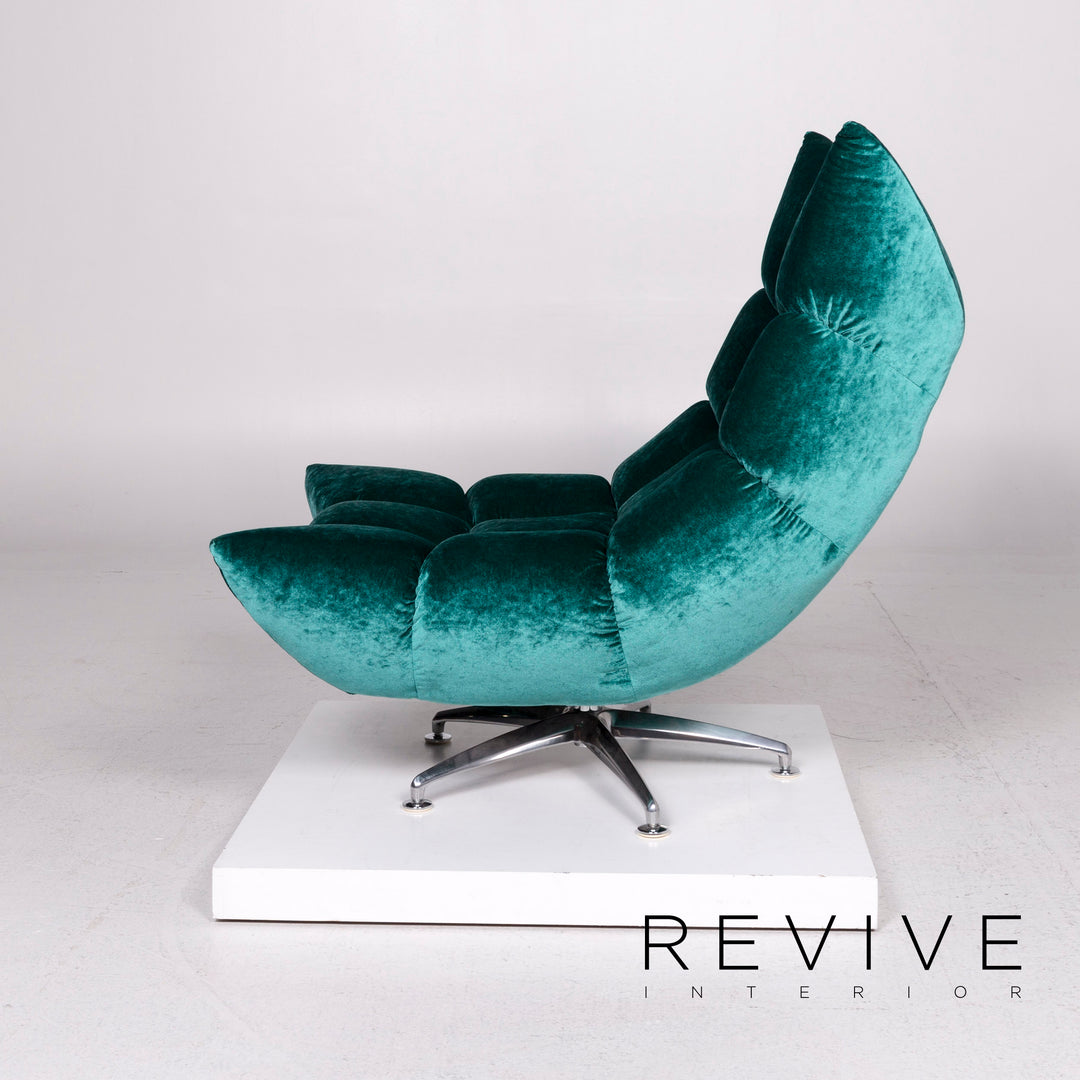 Bretz Hangout velvet fabric armchair set 1x armchair 1x stool #11698