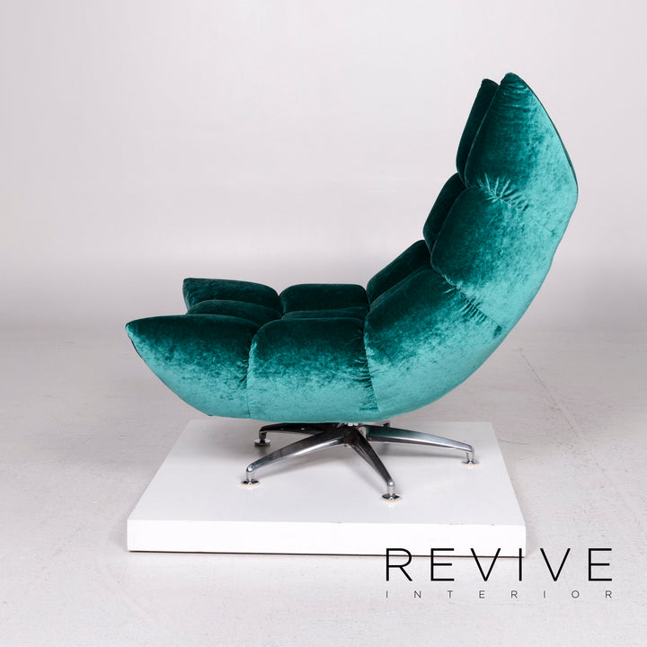 Bretz Hangout velvet fabric armchair set 1x armchair 1x stool #11698