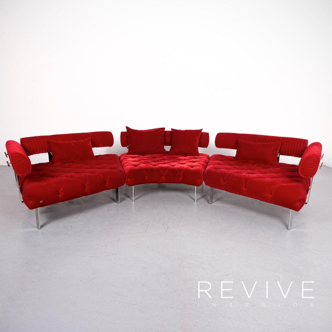 Bretz Highland Designer Fabric Sofa Red Corner Sofa Couch #6651