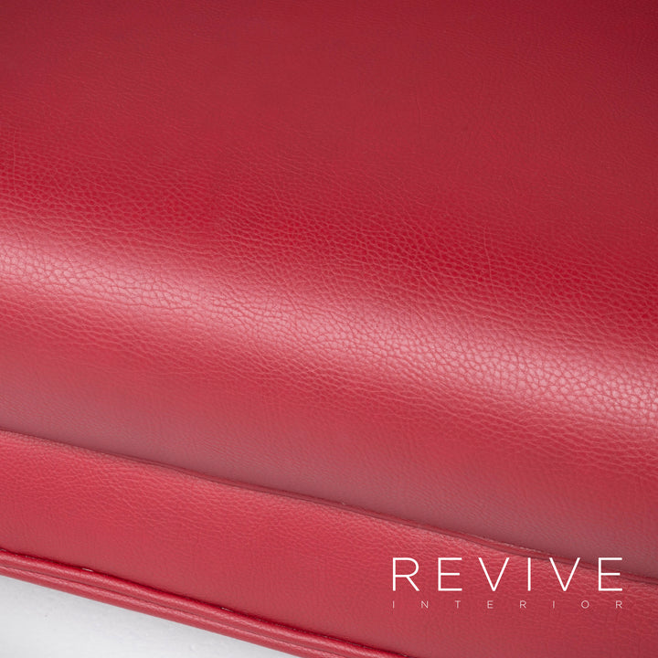 Bretz Mammut Faux Leather Sofa Red Three Seater Couch #8365