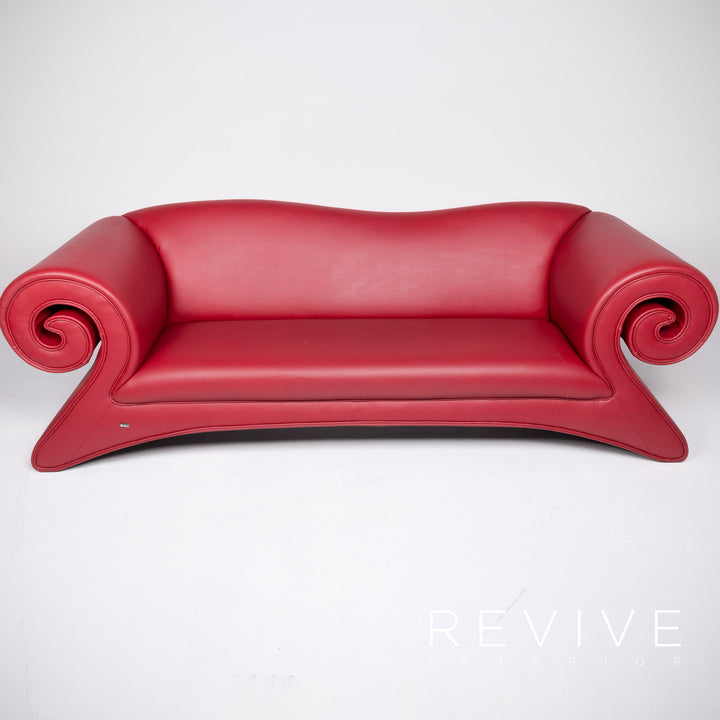 Bretz Mammut Designer Faux Leather Sofa Armchair Set Red Three Seater Couch Armchair #8523