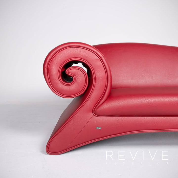 Bretz Mammut Faux Leather Sofa Red Three Seater Couch #8365