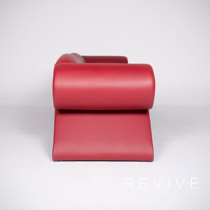 Bretz Mammut Faux Leather Sofa Red Three Seater Couch #8365