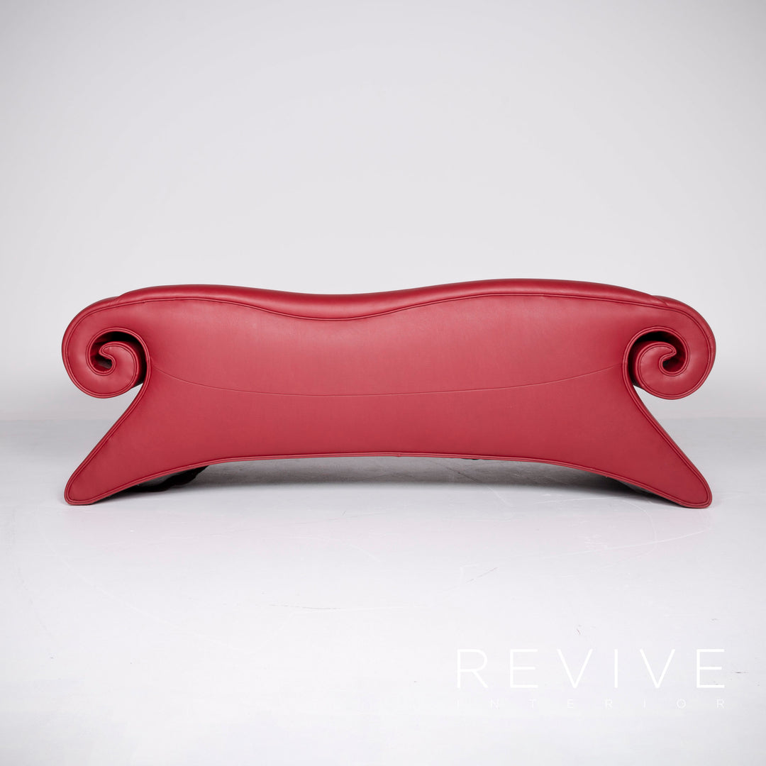 Bretz Mammut Faux Leather Sofa Red Three Seater Couch #8365