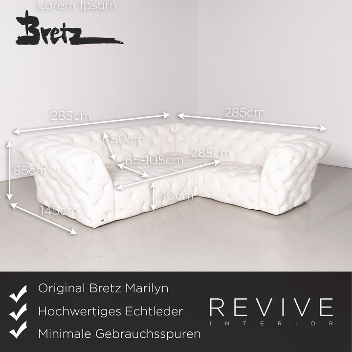 Bretz Marilyn Designer Leather Corner Sofa White Real Leather Sofa Couch #7480
