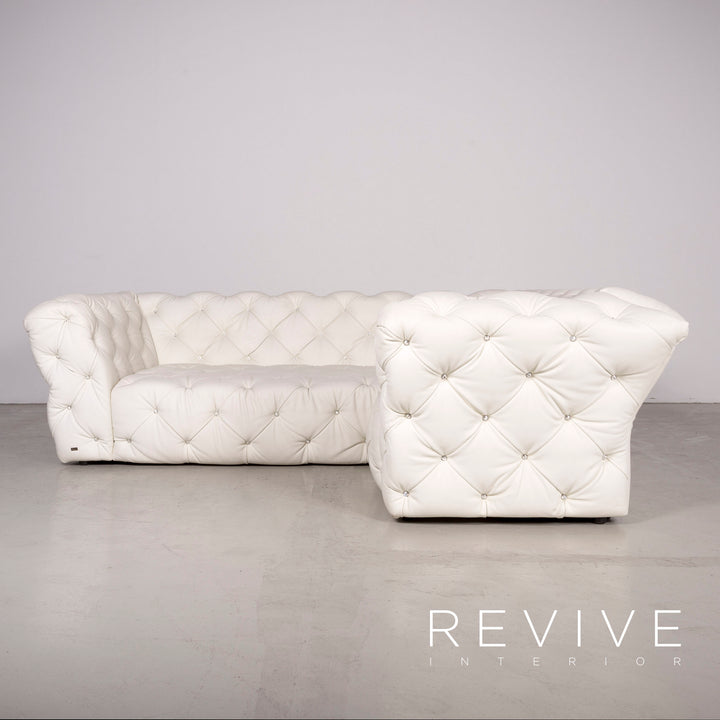 Bretz Marilyn Designer Leather Corner Sofa White Real Leather Sofa Couch #7480