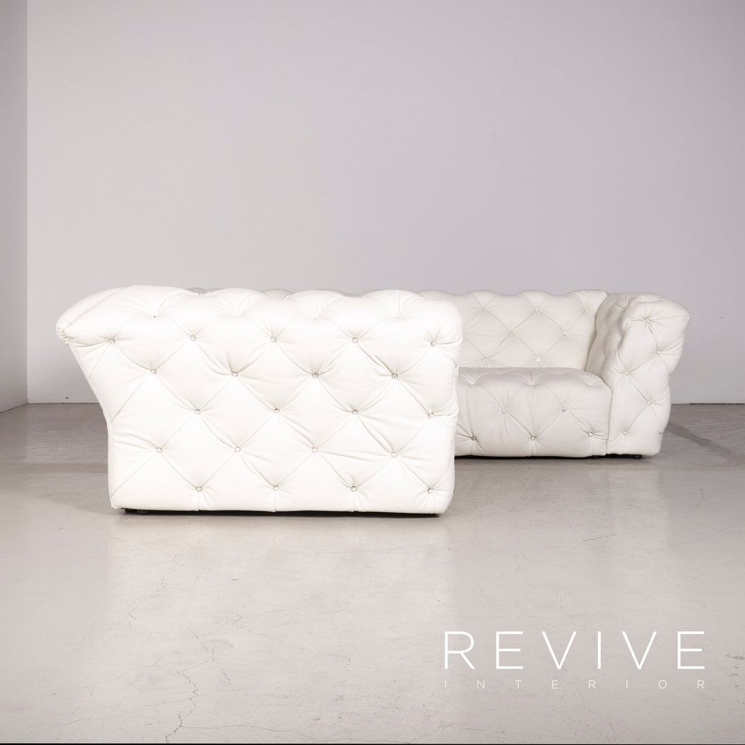 Bretz Marilyn Designer Leather Corner Sofa White Real Leather Sofa Couch #7480