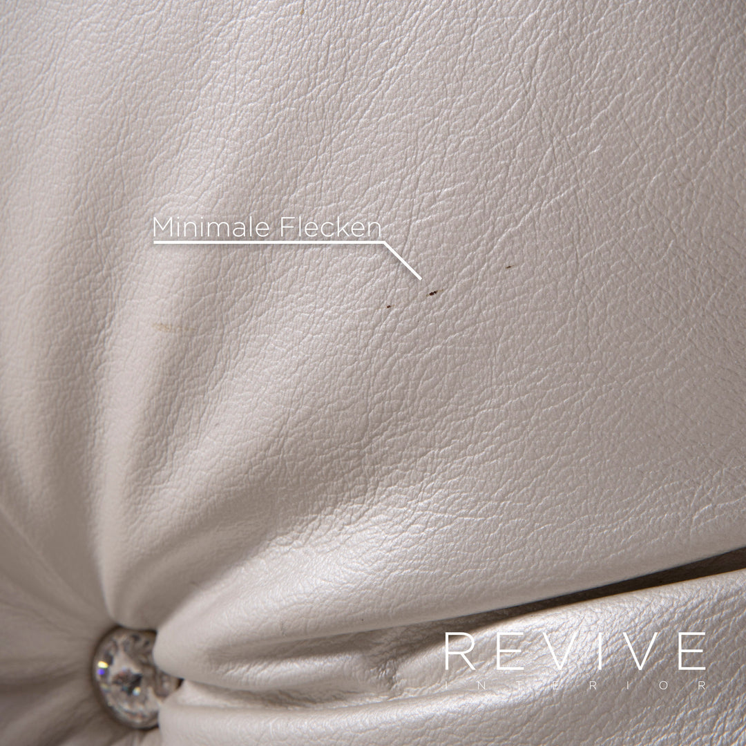 Bretz Marilyn Leather Sofa Cream Ivory Genuine Leather Three Seater Gemstone Couch #7319