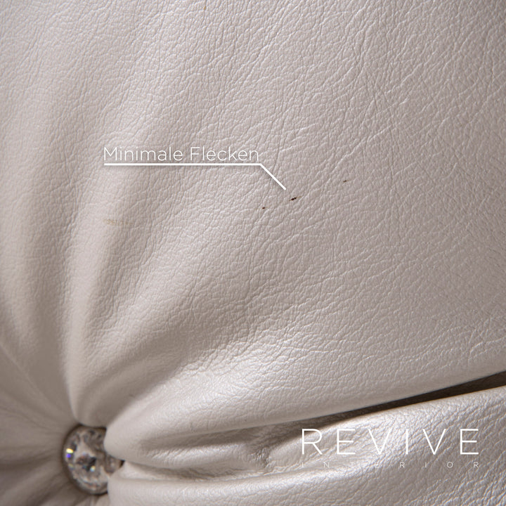 Bretz Marilyn Leather Sofa Cream Ivory Genuine Leather Three Seater Gemstone Couch #7319