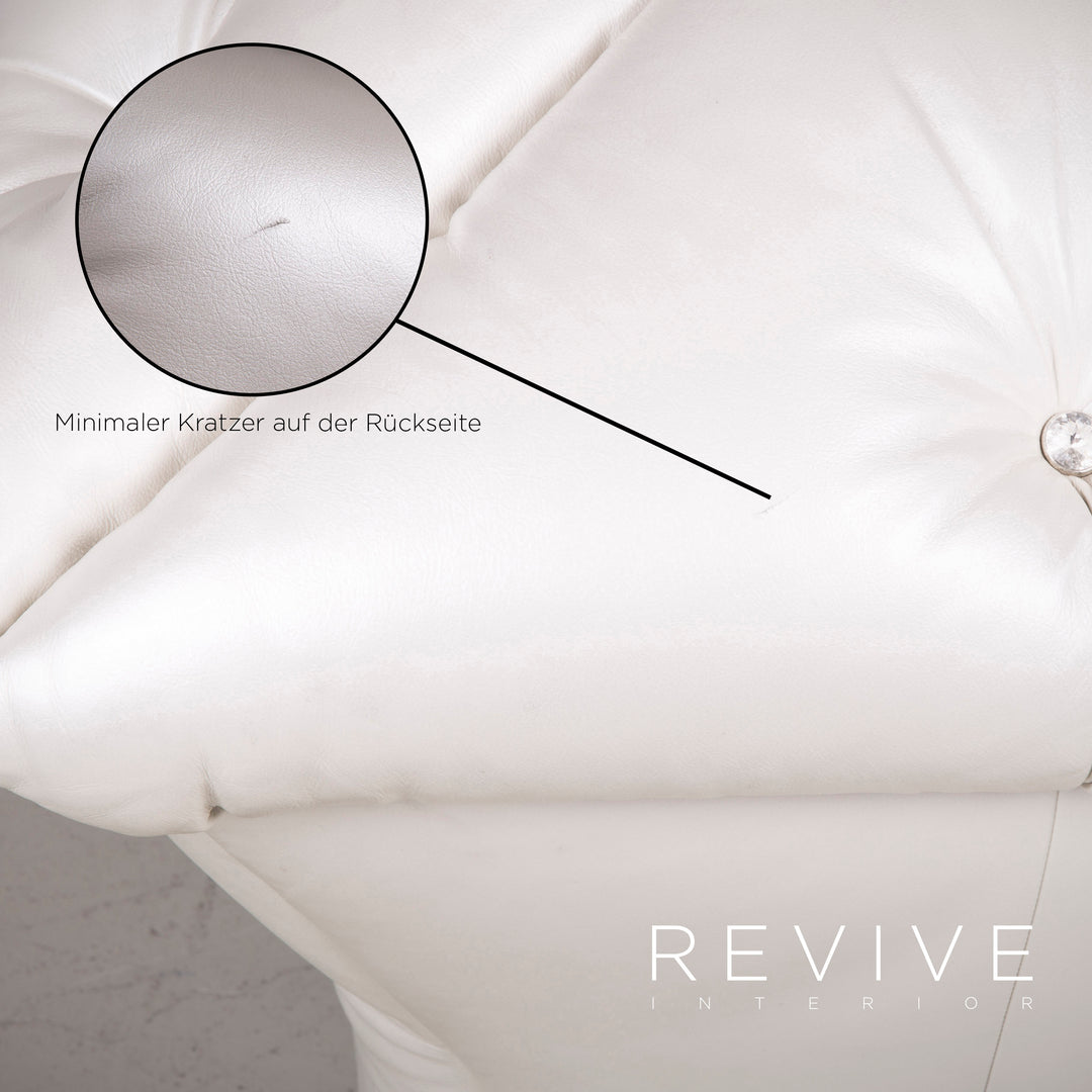 Bretz Marilyn Leather Sofa Cream Ivory Genuine Leather Three Seater Gemstone Couch #7319