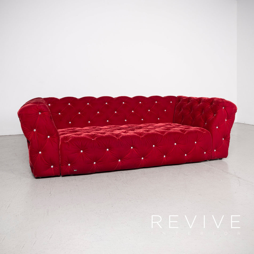 Bretz Marilyn Designer Velvet Sofa Red Four Seater #8022